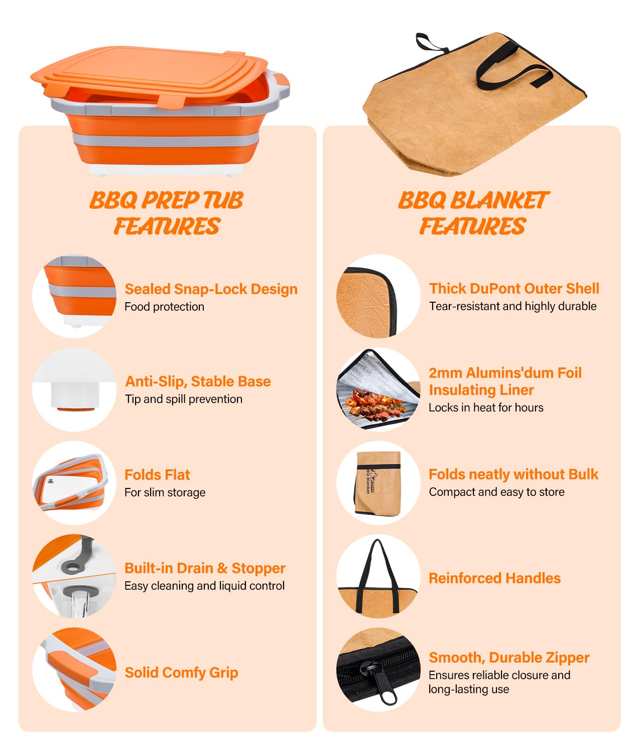 Tina grande plegable para preparación de barbacoa y bolsa de descanso para barbacoa, cubo de preparación portátil para descansar carne, preparación de comidas, marinar, contenedor plegable 3 en 1 para