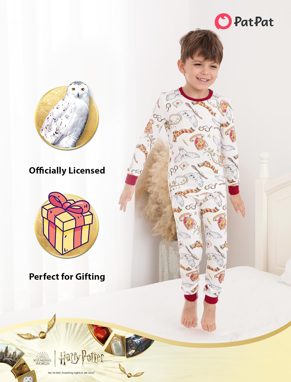 Harry Potter Pajamas with Bamboo Viscose Gryffindor Hogwarts Boys/Girls Snug Fit Shirt and Pant from Toddler to Big Kid