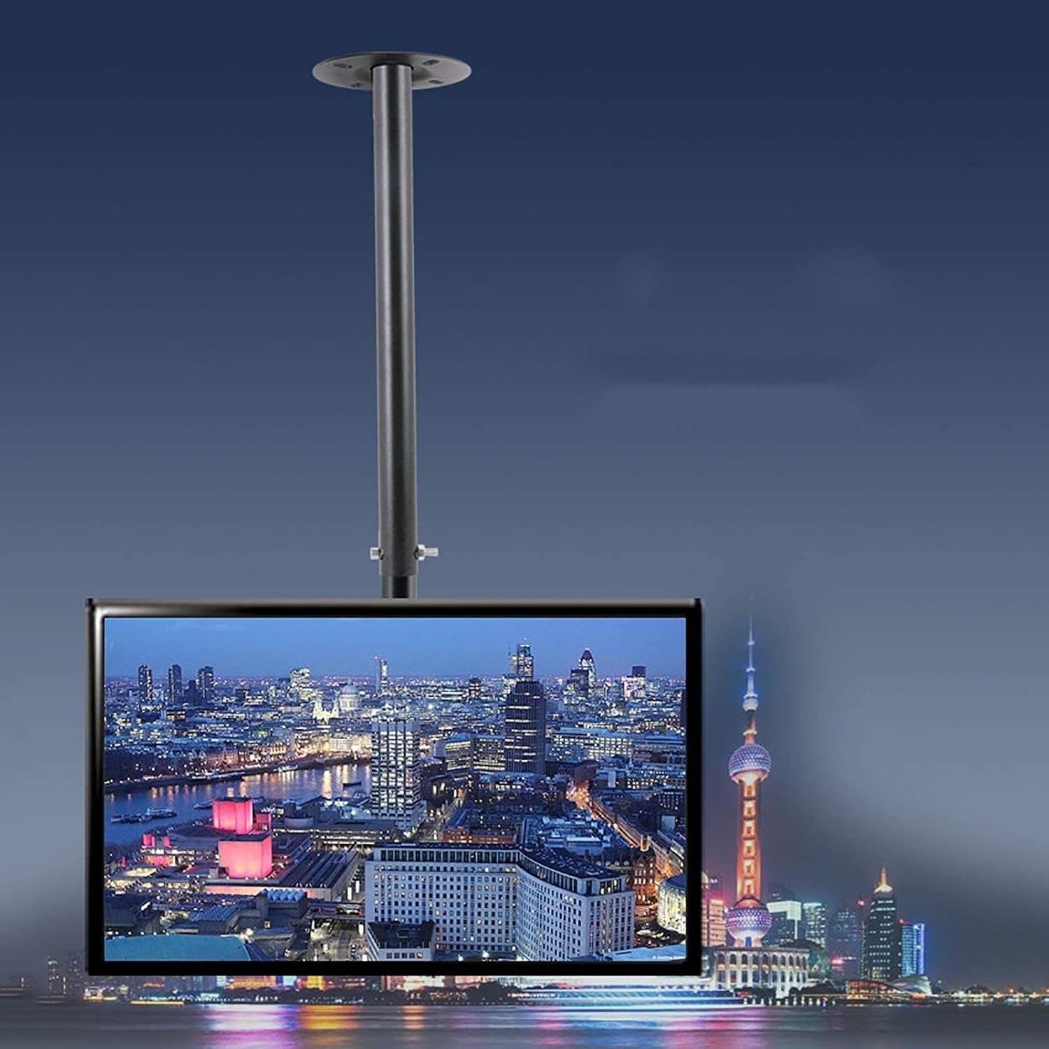 Ceiling TV Mount Stand - Ceiling Monitor Mount, Wall Mounted Adjustable Screen Bracket, Suitable for 32-75 Inch Flat-Panel TV, Maximum VESA 720x430mm, 360° Full Rotation Bracket