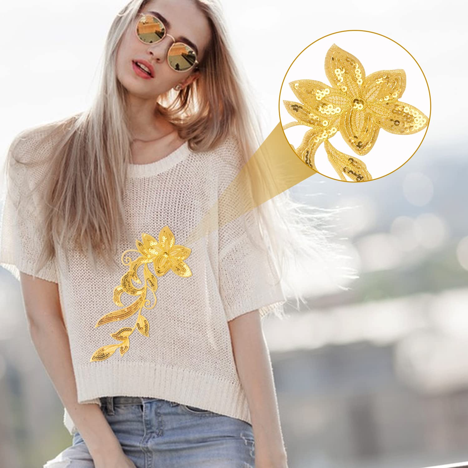 Pailletten Aufnäher „Engel Flügel“ In Gold – Bügelpatch Für Kleidung, Taschen, Jeans