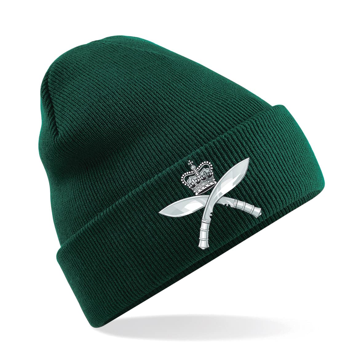 PSave Gurkha Royal Gurkha Rifles Insignia Mens Premium Embroidered Beanie Hat, Bob Hat British Army Military (Green)