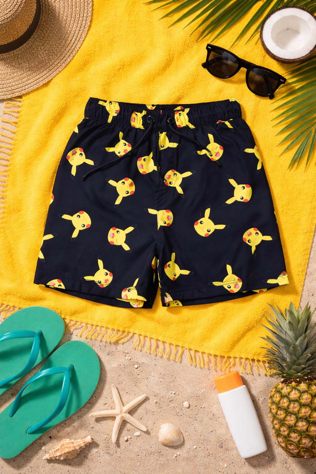Pokémon, Short de Bain Garçon, Noir, Âge 3-12 Ans