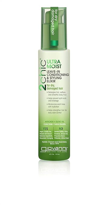 Giovanni Giovanni 2chic Avocado and Olive Oil Ultra-Moist Leave in Conditioning and Styling Elixir, 4 Fluid Ounce