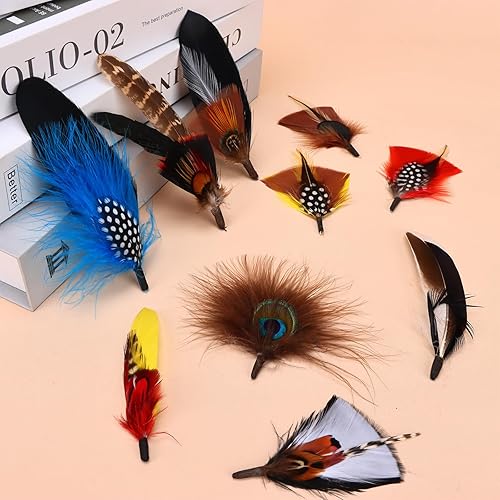 Miniatura 3 de Plumas de sombrero, 10 estilos surtidos de plumas naturales accesorios para Fedora, vaquero occidental, camino abierto, Borges, Scott, Oktoberfest,