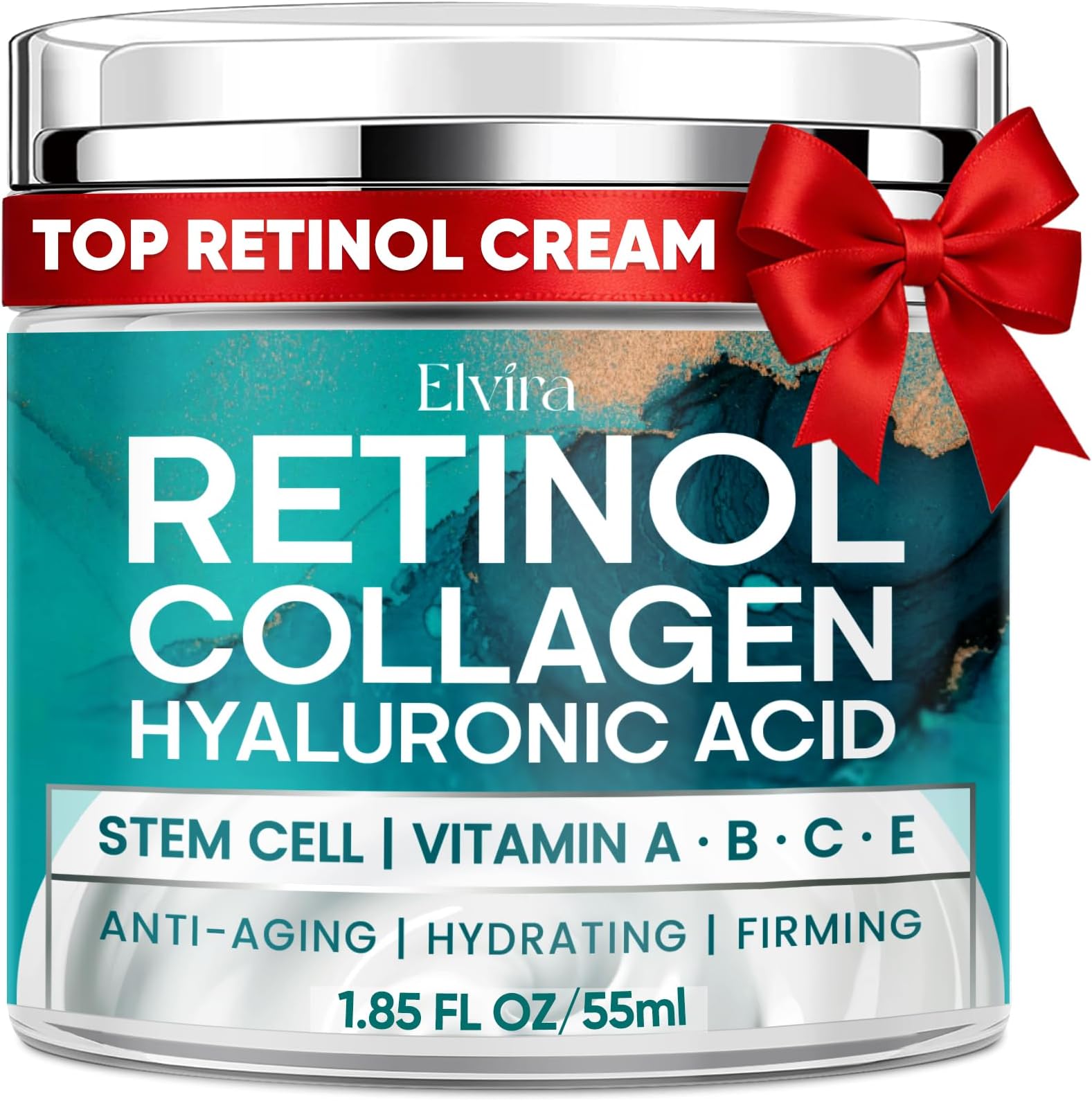 Elvira Retinol Anti Aging Face Moisturizer- Collagen Cream With Stem Cell & Hyaluronic Acid, Instant Face Lift Cream for Skin Tightening and Firming, Wrinkle Smoother for Women & Men, 1.85 Fl Oz