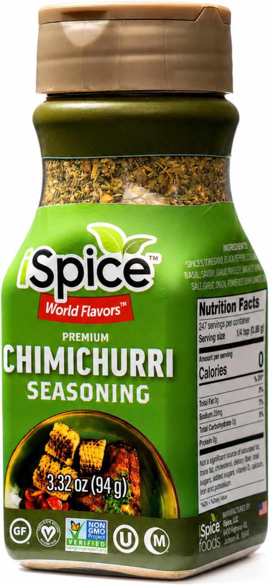 iSpice - Low-Sodium, Sugar-Free 1 Pack CHIMICHURRI SEASONING World Flavor Super Spice Blend | All Natural | Ready to use as is | No preparation is necessary (1 Pack)