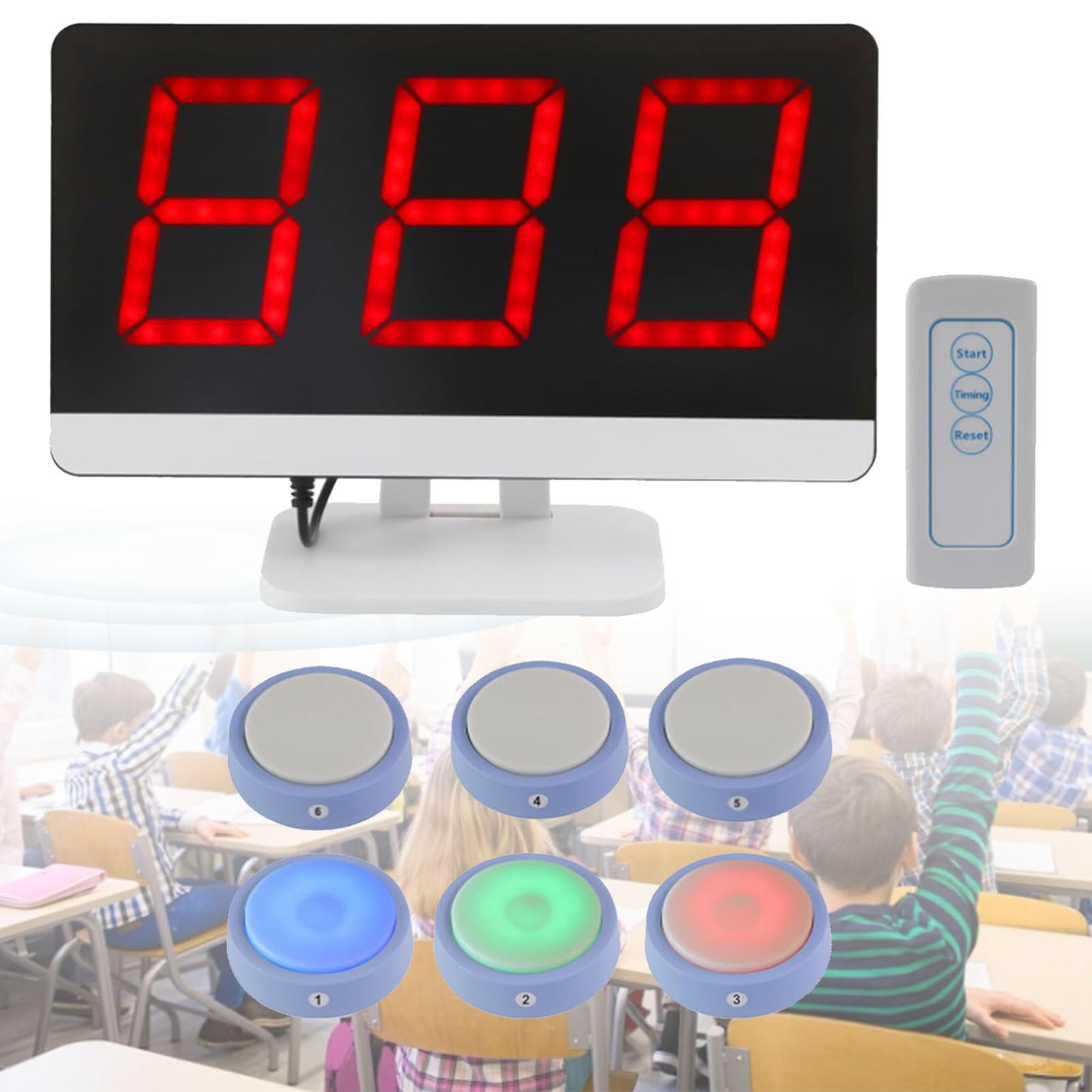 Sistema cicalino wireless a quiz, a lungo raggio, pulsanti di risposta multi-giocatore per spettacoli di giochi, aula, serate di gioco in famiglia e attività educative