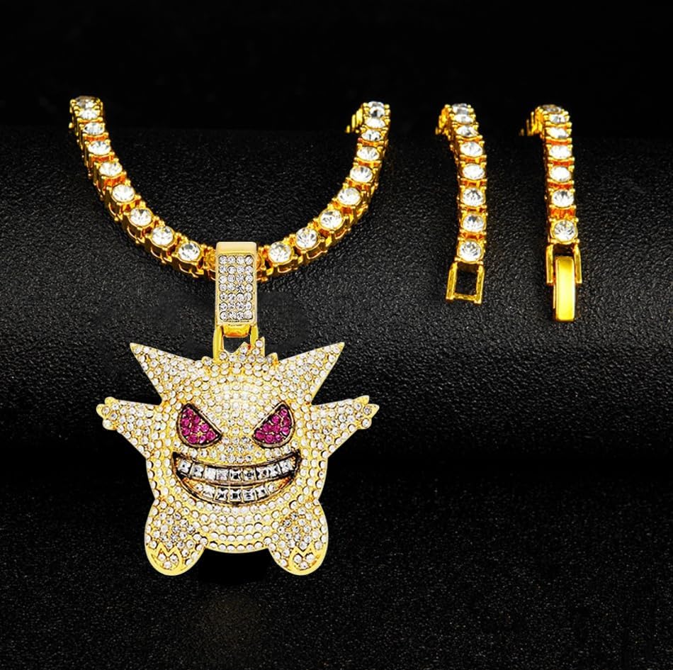 Miniatura 5 de HH Bling Empire Iced Out Bling Cz Corona Rey Diamante Plata Oro Collares de cadena colgante de hip hop para hombre.