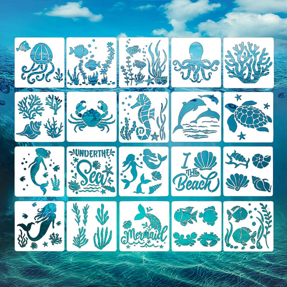 20 Pezzi Modelli Pittura Animali, Stencil per Pittura, Set di Stencil, Pittura Stencil Fai da te, Graffiti Stencil, per Pittura, Bricolage, Scrapbooking, Artigianato