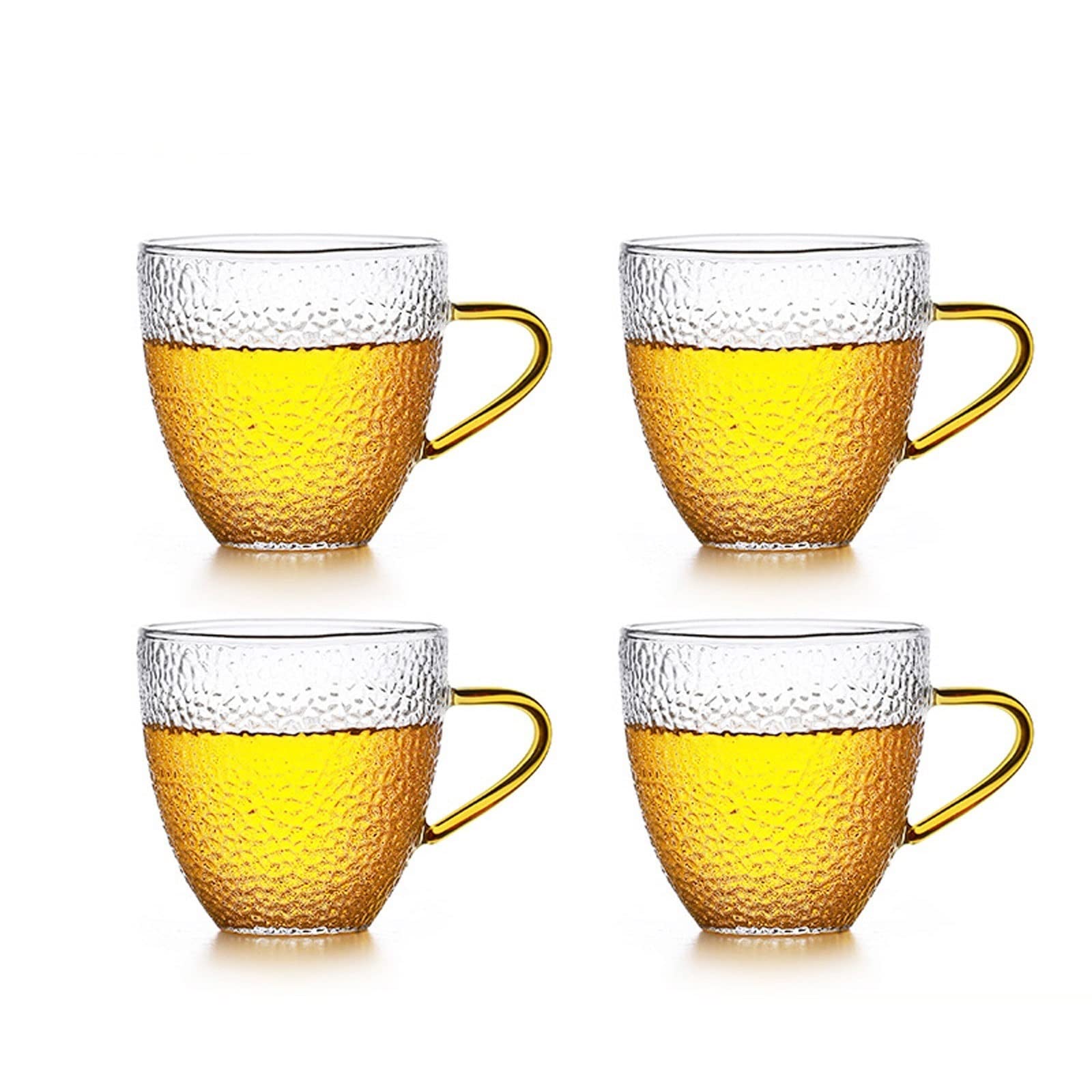 Vaso para Beber Conjunto de Tazas de Vidrio de 4/6, 6.3oz Boca Ancha de Cristal Taza de café, Tazas de té de Cristal con asa cómoda, Gafas for Beber sin Plomo Vasos de Cristal(A)
