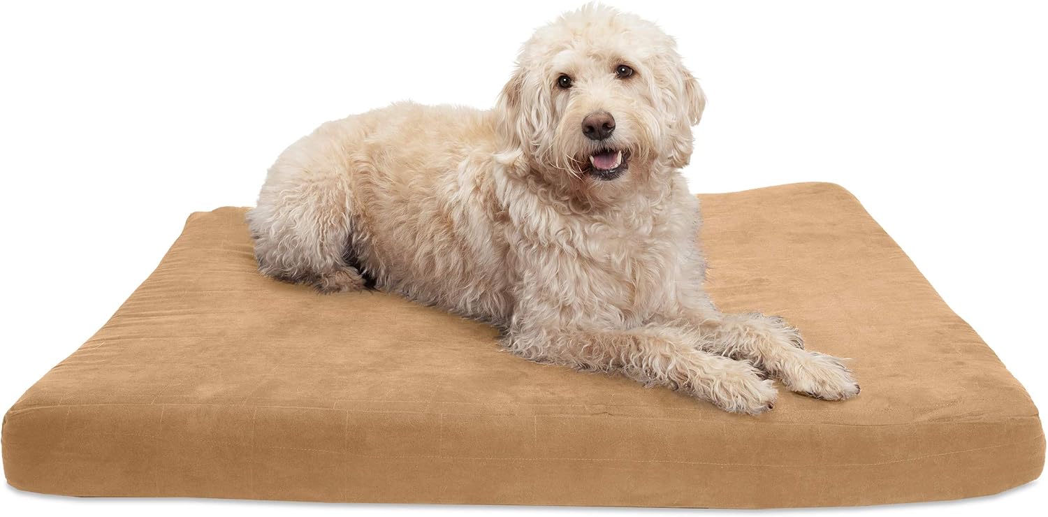 Furhaven Pet Bed for Dogs and Cats - Quilted Suede Mattress Egg Crate Orthopedic Dog Bed, Removable Machine Washable Cover - Camel,…