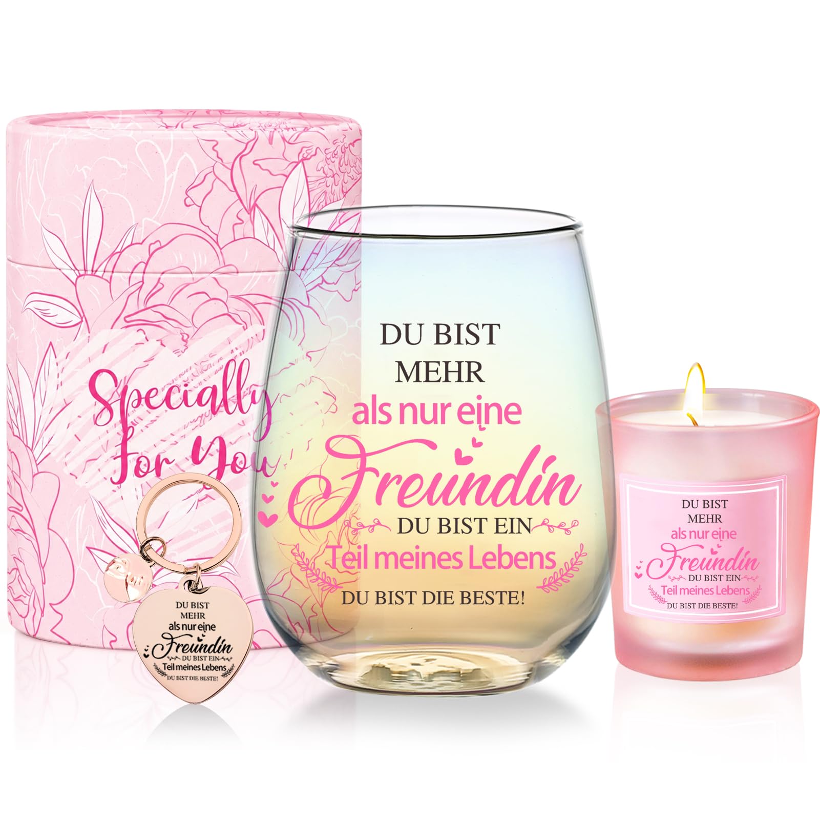 Arefen Geschenke für Freundin Frauen Weingläser Geburtstagsgeschenk für Frauen Personalisierte Geschenke für Beste Freundin Dankeschön Geschenk Freundschaftsgeschenke Weihnachten 480ml