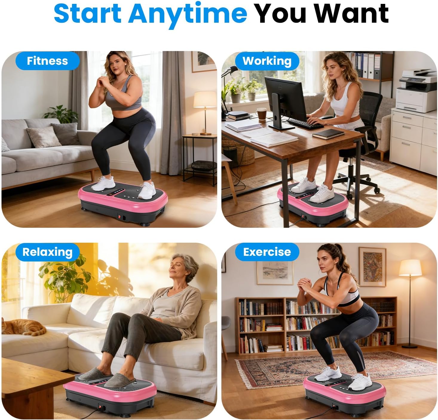 AXV Vibration Plate Fitness Platform Exercise Machine Vibrating Shaking Full Body Shaker Workout Vibrate Stand Shake Board Sport Gym for Weight Loss Fat Burner for Women Men