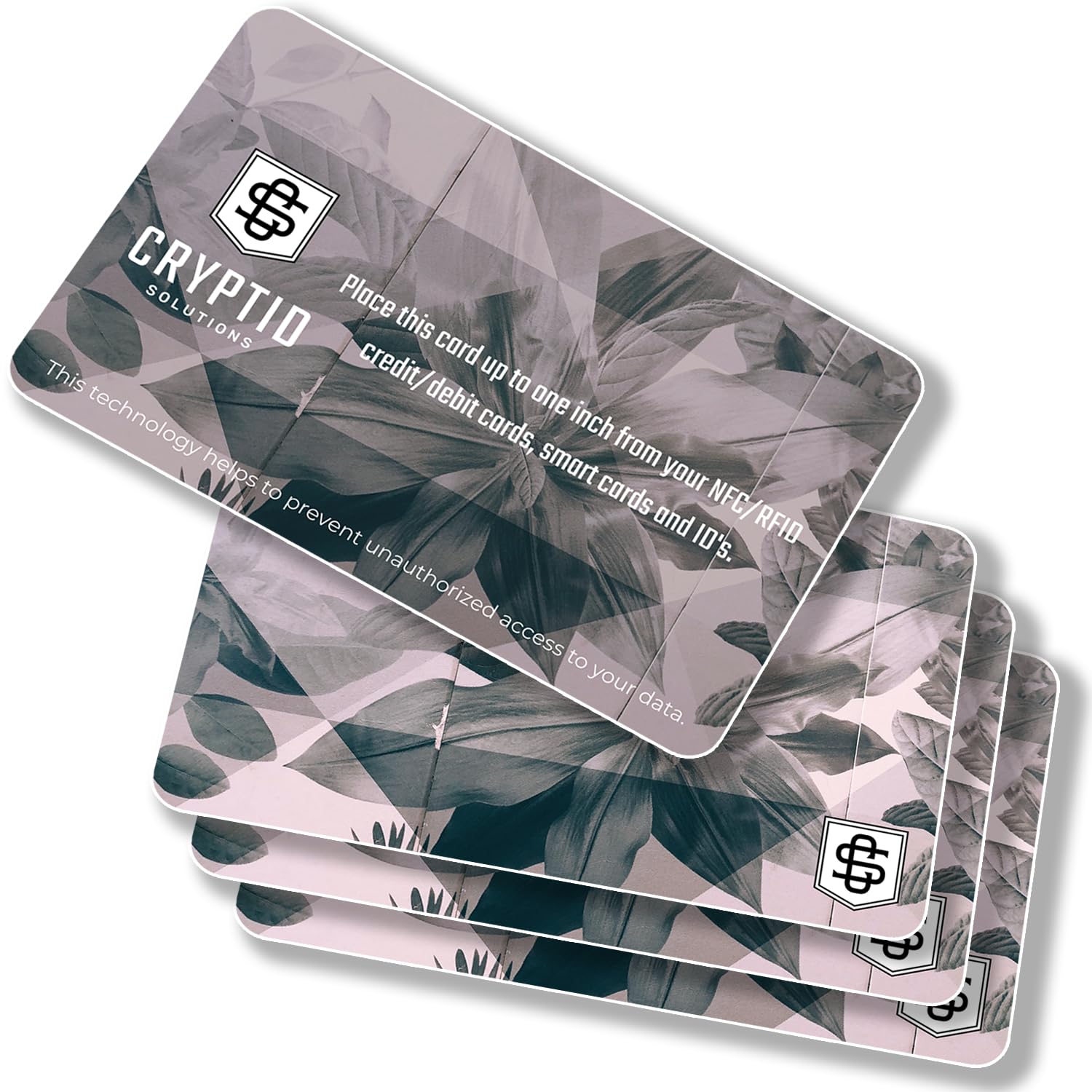 Cryptid Solutions RFID Blocking Cards 4 Pack - Slim, Stylish, and Effective - Defend Your Data with Style - NFC Debit/Credit Card and ID Protector (4)