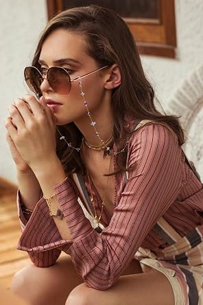 Glasses Chain for Women Eye Glasses Holders Around Neck Natural Crystal Eyeglasses Strap Sunglass Chains for Women