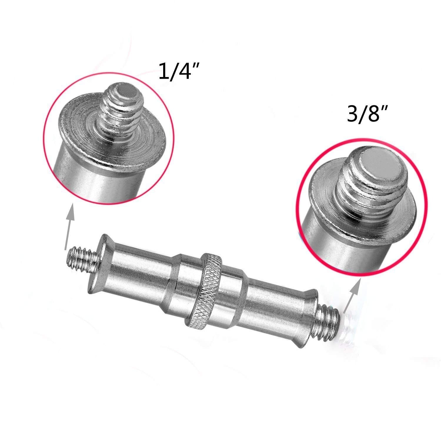 6x Spigot in metallo con filettatura 1/4 3/8 - Vite adattatore piede flash studio supporto universale - Adaptout marca francese