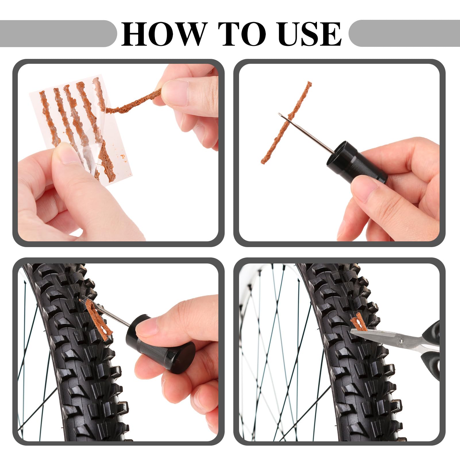 YIZWINS Tubeless Reparaturset Für Fahrradreifen – 15-teilig, Mit Speckstreifen & Werkzeug