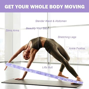 Adjustable Stretch Strap, Multi Loop Elastic Yoga Band for Dance, Purple