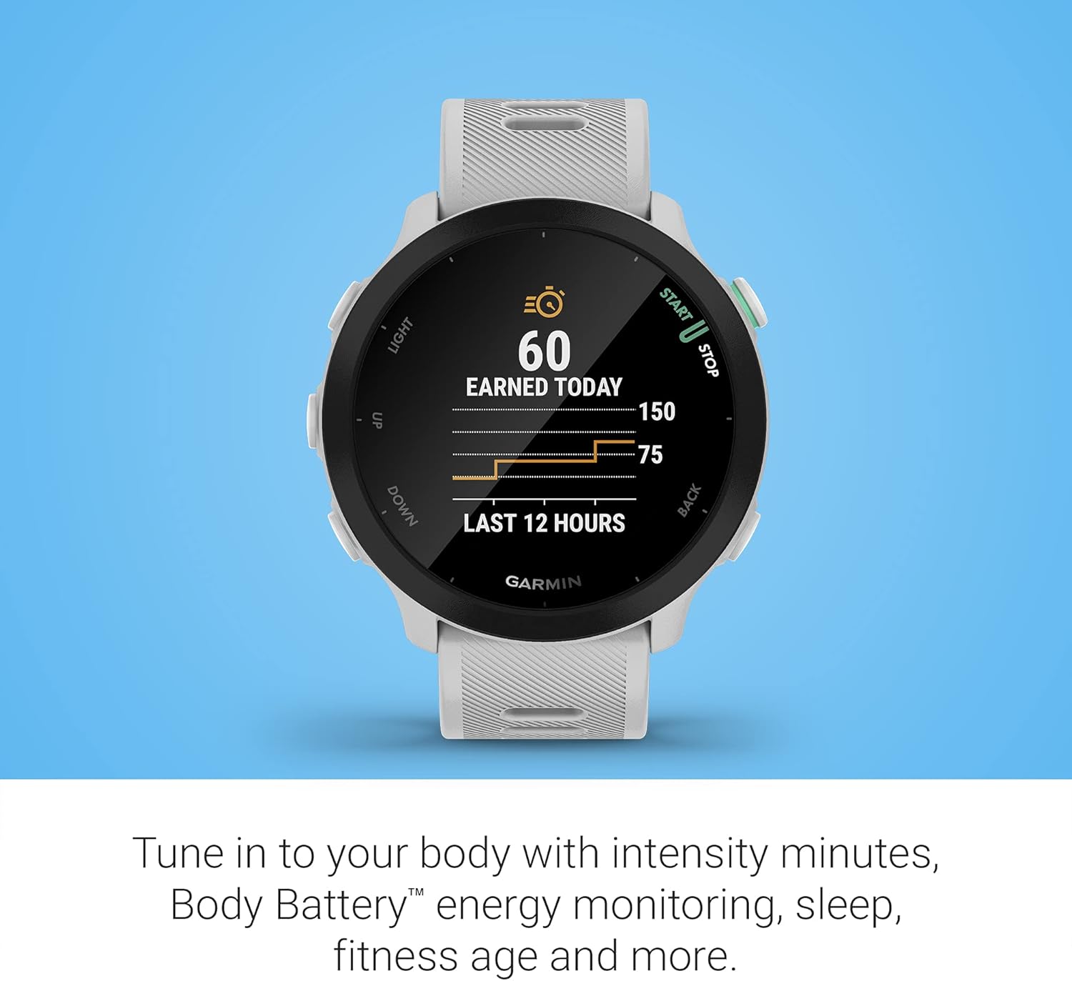 Garmin Forerunner 55 (Whitestone), Smartwatch running con GPS, Cardio, Piani di allenamento inclusi, VO2max, Allenamenti personalizzati, Garmin Connect IQ, Taglia unica Whitestone Single - Immagine 5