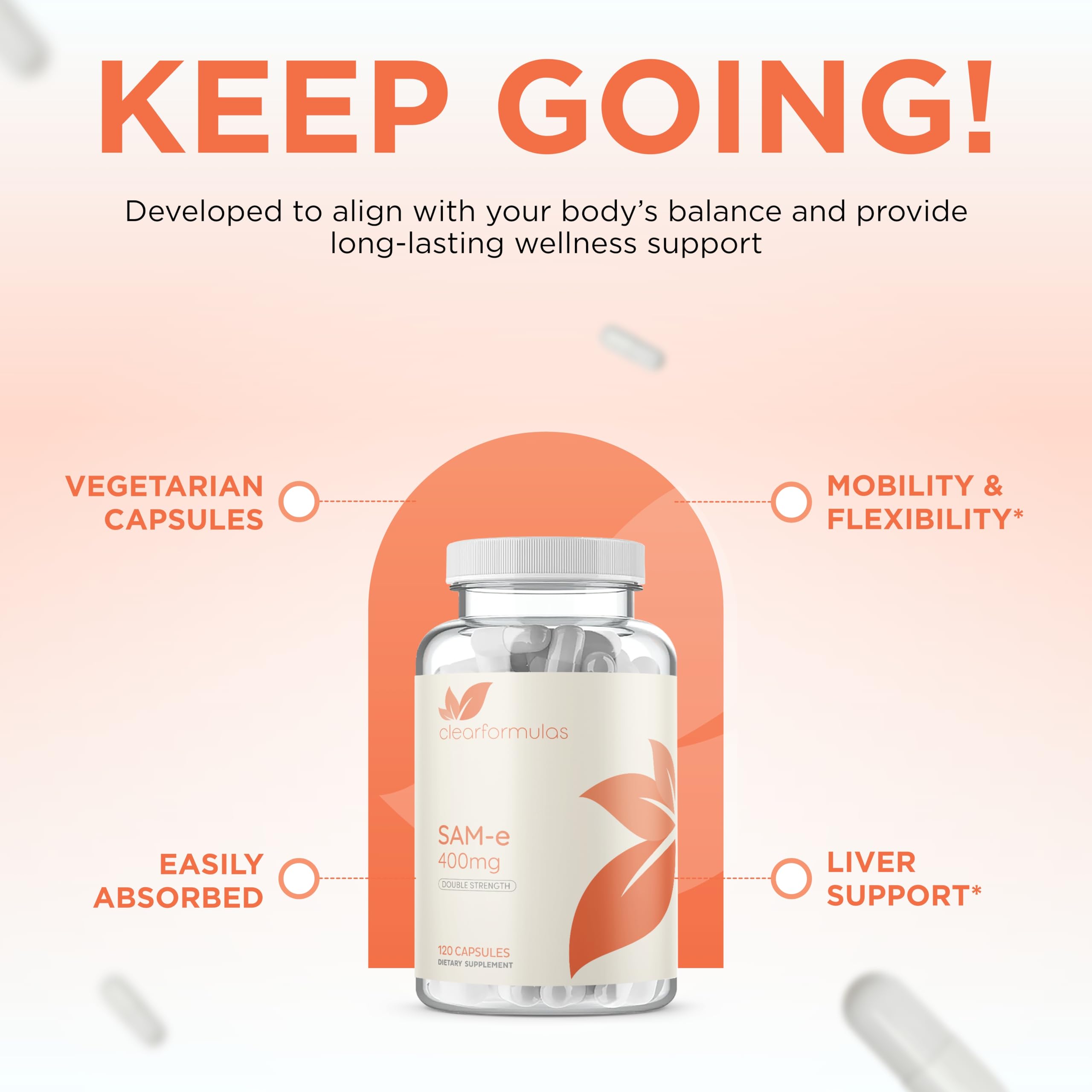 Clear Formulas Bioactive SAM-e 400mg - High Strength SAM-e Supplement with Biologically Active S,S Form for Liver and Mood Support - Vegan Non-GMO Preservative Free - Made in The US (120 Servings) — Amazon image 4