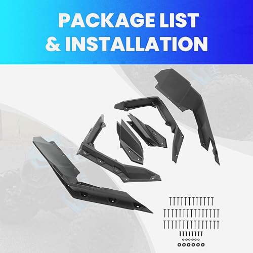 Miniatura 6 de KUAFU 6 guardabarros compatibles con Can Am Maverick X3 Max RR 1000 2014-2023 Can Am Maverick X3 Max RR 1000, repuesto negro contra salpicaduras