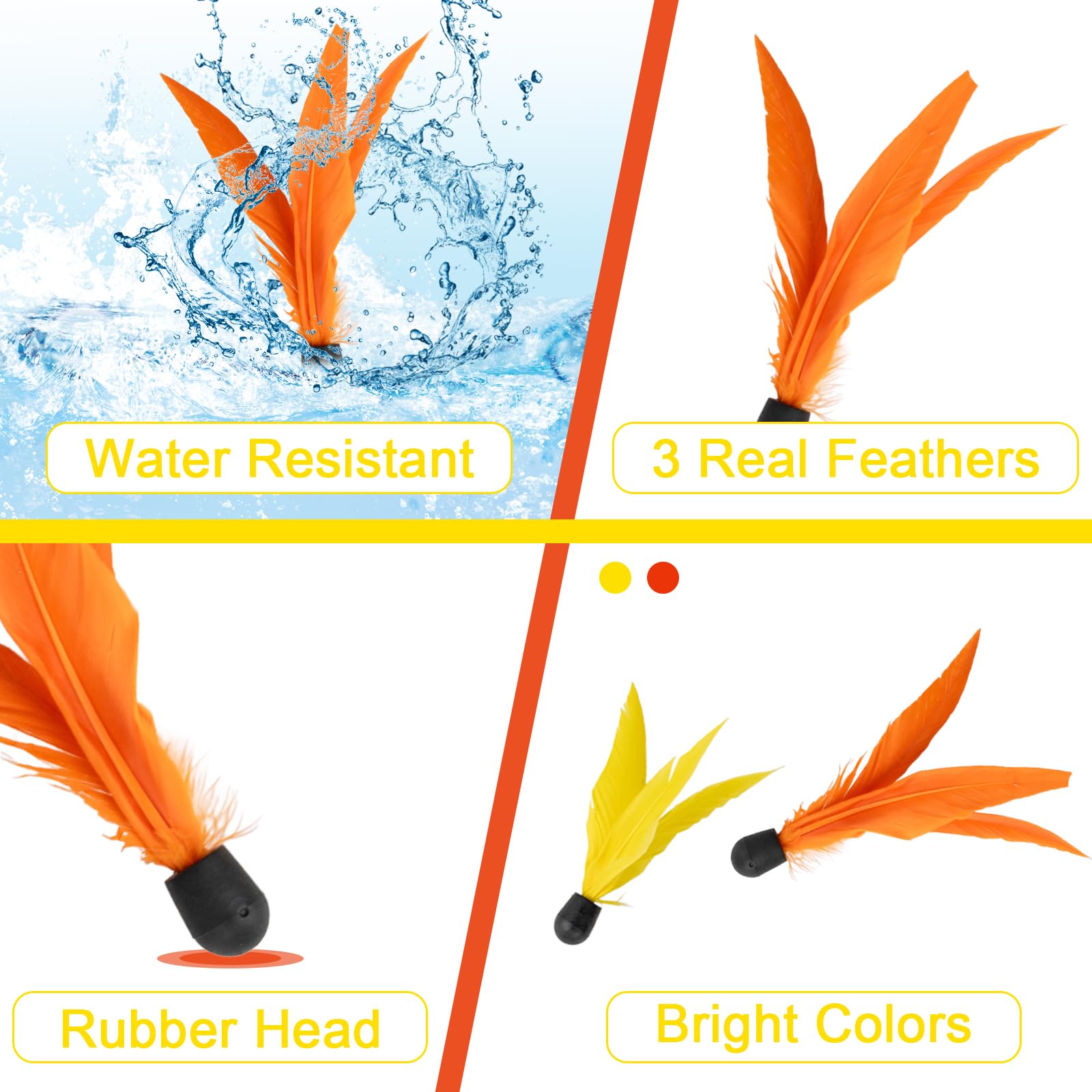 ROYUEXT 2 Beach Bat and Ball Set Wooden Paddle Ball (Yellow+Orange) - Image 4