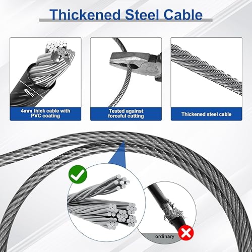 Miniatura 3 de Cerraduras de valla para puertas al aire libre, cerraduras de cable pequeñas de 4 dígitos con combinación, cerradura de cuerda de acero con 3