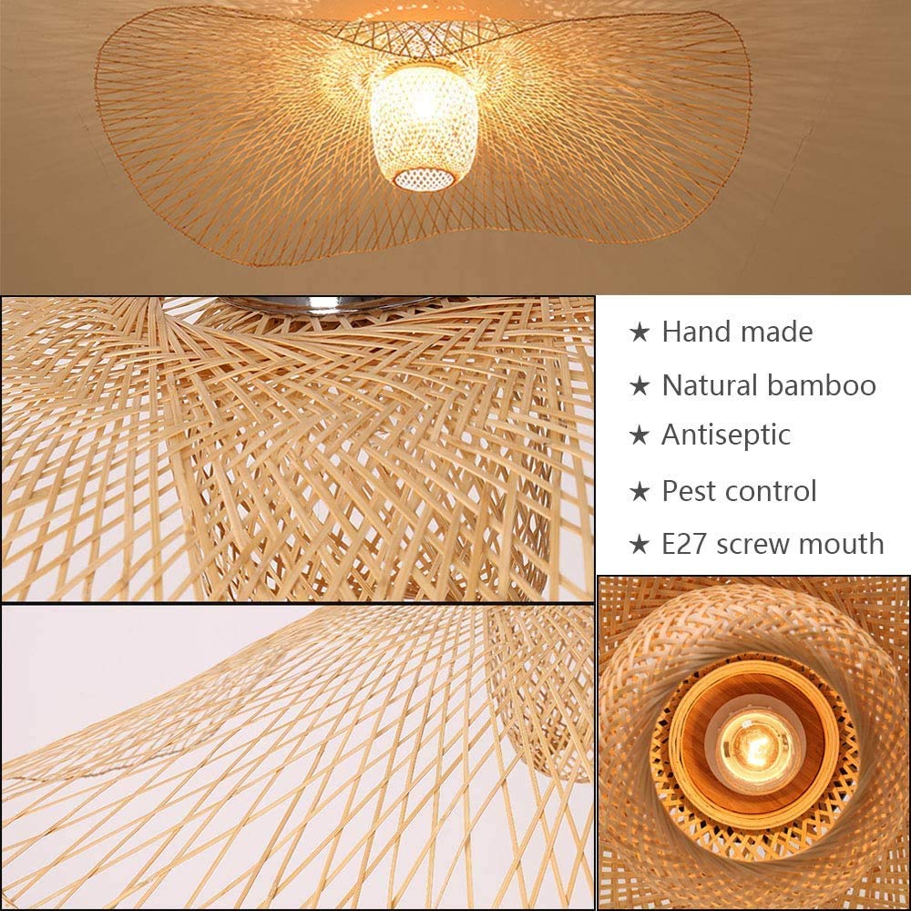 Lampa sufitowa rattanowa, bambusowa, w stylu vintage, kreatywna lampa bambusowa, retro, E27, do jadalni, sypialni, salonu, dekoracji, kawiarni, baru, lampa wisząca, lampa do pokoju dziecięcego, 75 cm