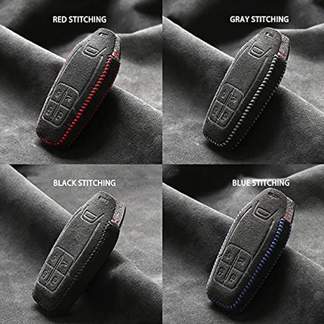 Luxury Suede Leather Key Fob Case Cover Fit for Ferrari 458 588 488GTB LaFerrari (Red)