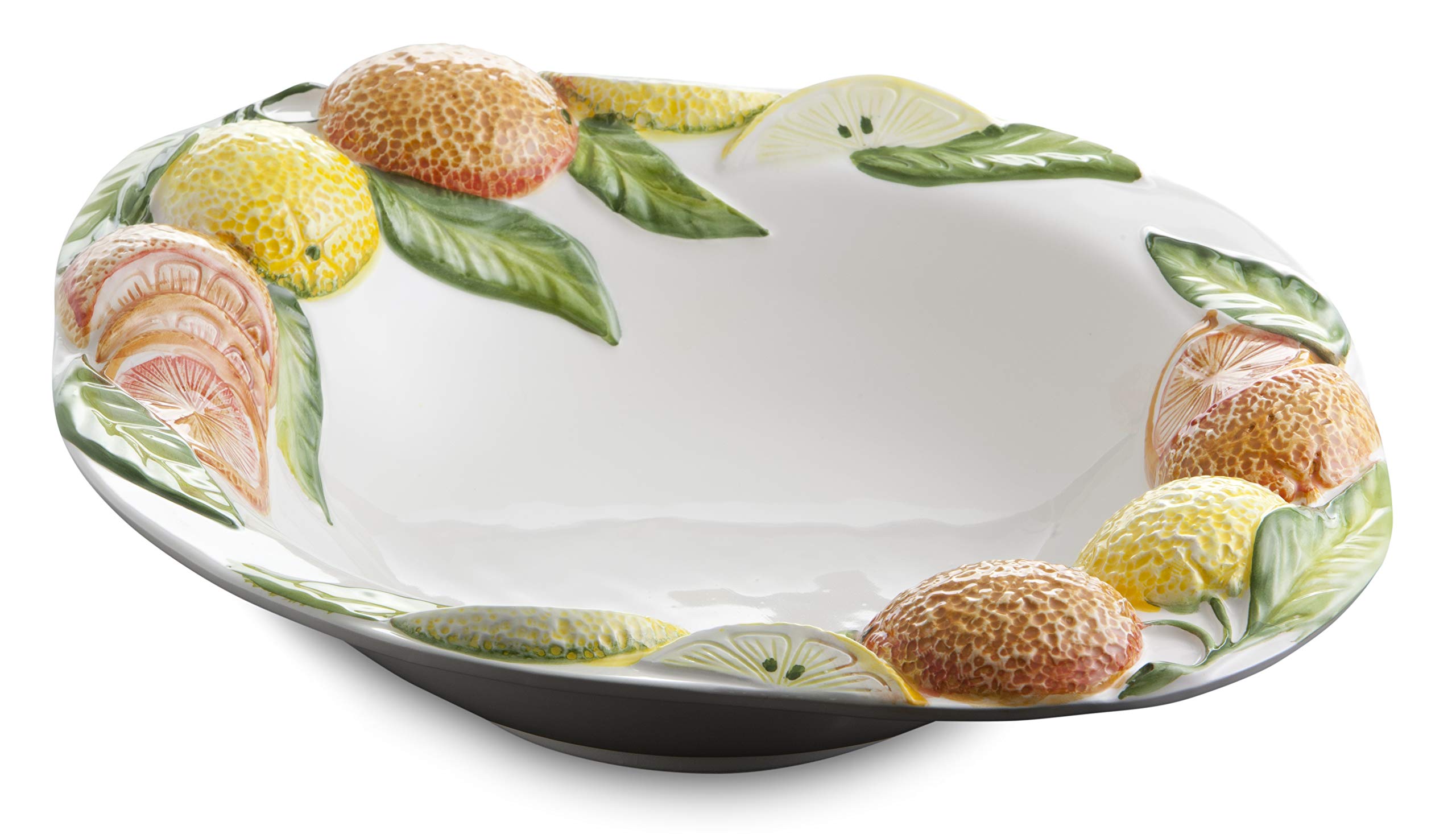 Bassano italienische Keramik Runde große Zitronen/Orangen Obstschale 34,5x10 Küche, Haushalt & Wohnen