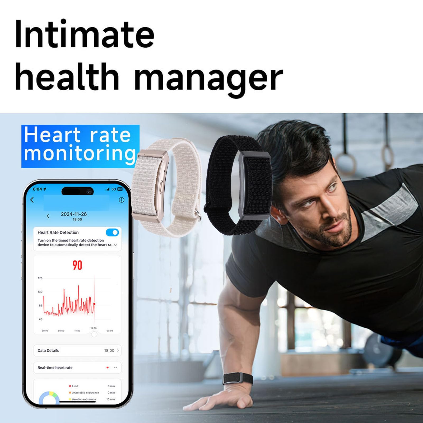 Tosuny Smart Armband, Fitness Tracker mit Körpertemperaturmessung, 40 Tage Akkulaufzeit, Schlaf Tracking für Sportaktivitäten und Gesundheitsmanagement (Black)