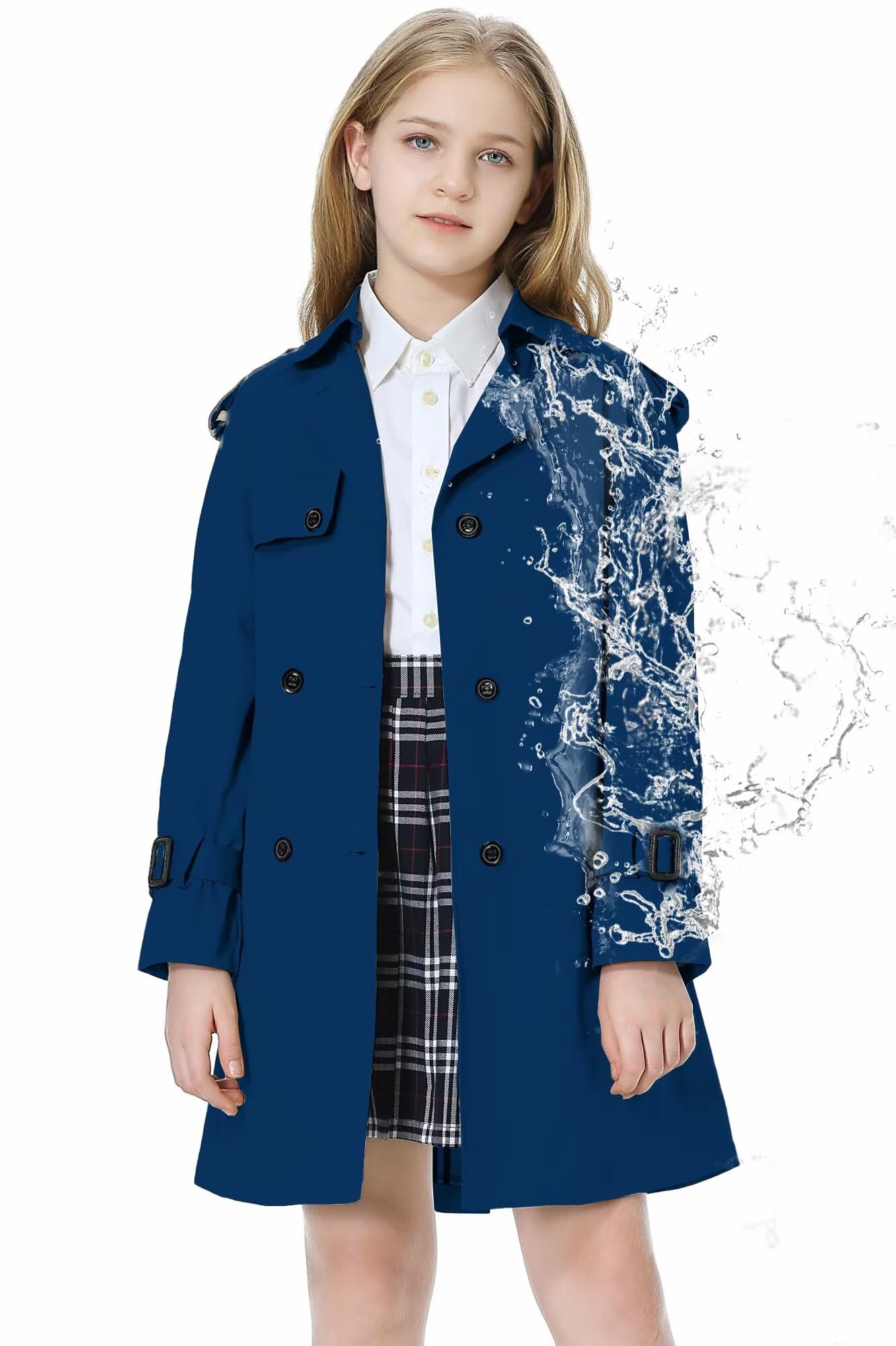 Betusline Girls Trench Coat Double Breasted Outerwear Raincoat