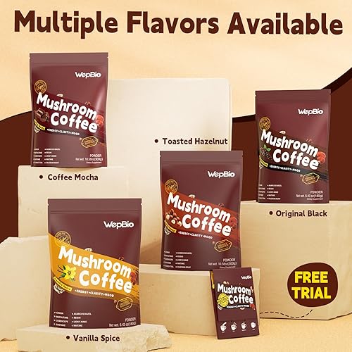 Miniatura 7 de Café de hongos 11 en 1 adaptogénico mezcla de hongos con Ashwagandha KSM-66, melena de león, reishi, cola de pavo y vainilla instantánea, café de