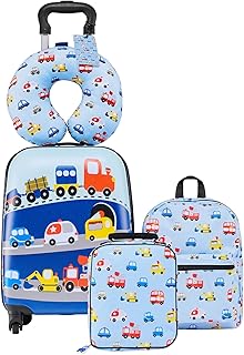 VEVOR Kids Luggage Set, 5 Piece, 18 Inch Hardside Rolling Wheels Suitcase with Backpack