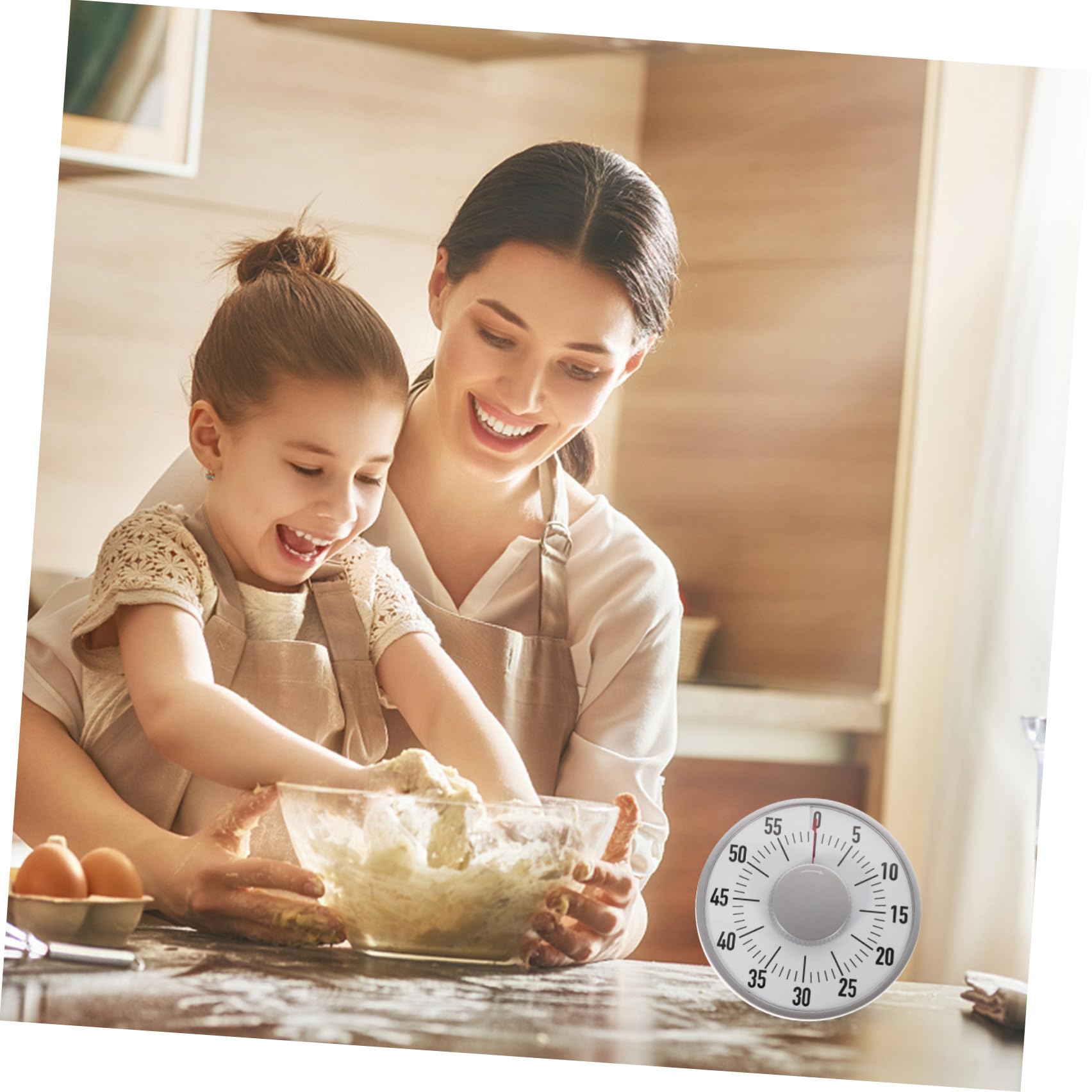 Weißer Countdown Timer für Lernen und Backen mit Erinnerung aus Abs