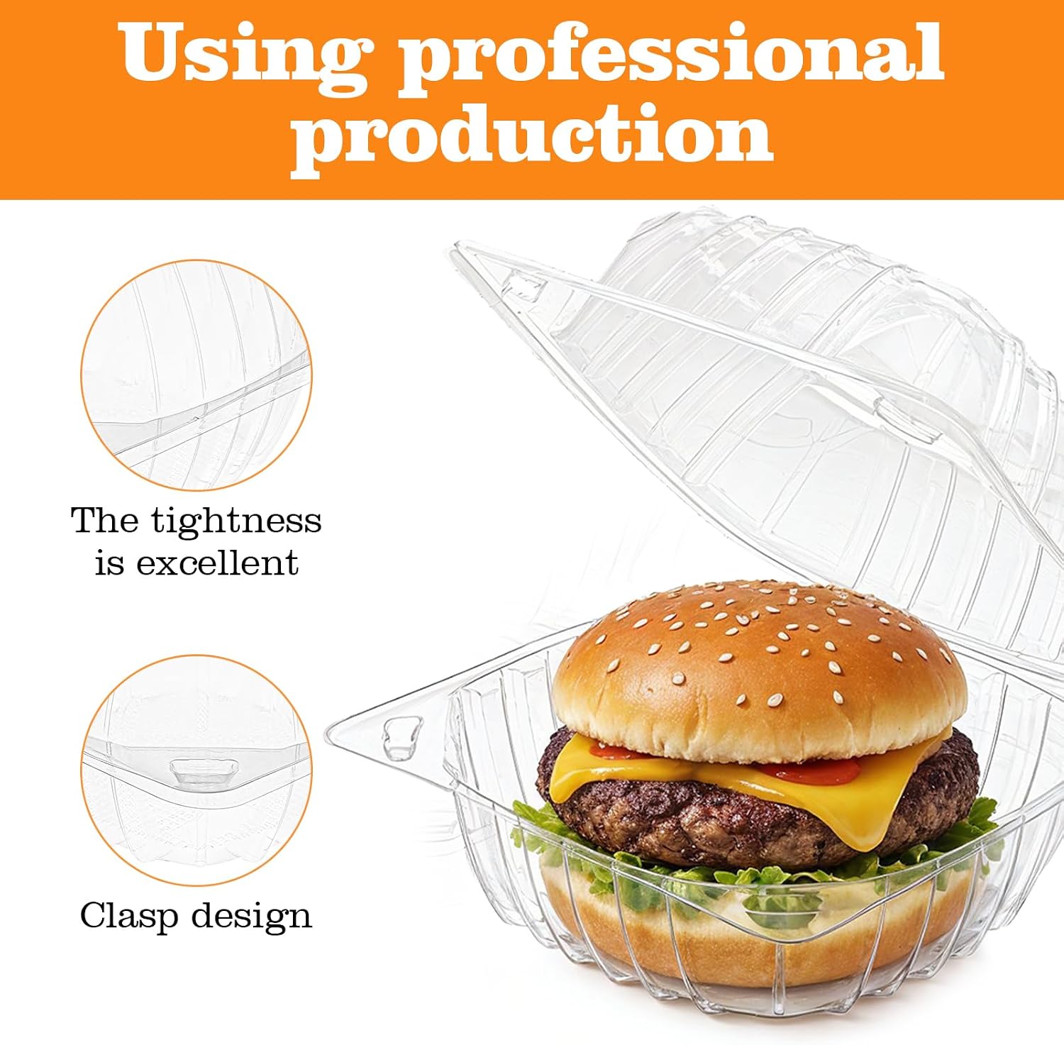 150 Pack Clear Thickening Plastic Hinged Take Out Containers Disposable Clamshell Food Cake Containers with Lids 5.9 x 5.9 x 3.3 inch for Dessert, Cakes, Salads, Pasta, Sandwiches