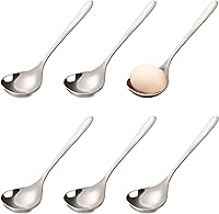 Vista 1 de UPTALY 6 cucharones de sopa profundos con mango largo (6.9 pulgadas), cuchara de servir de acero inoxidable 1810, cuchara grande de ramen, cuchara