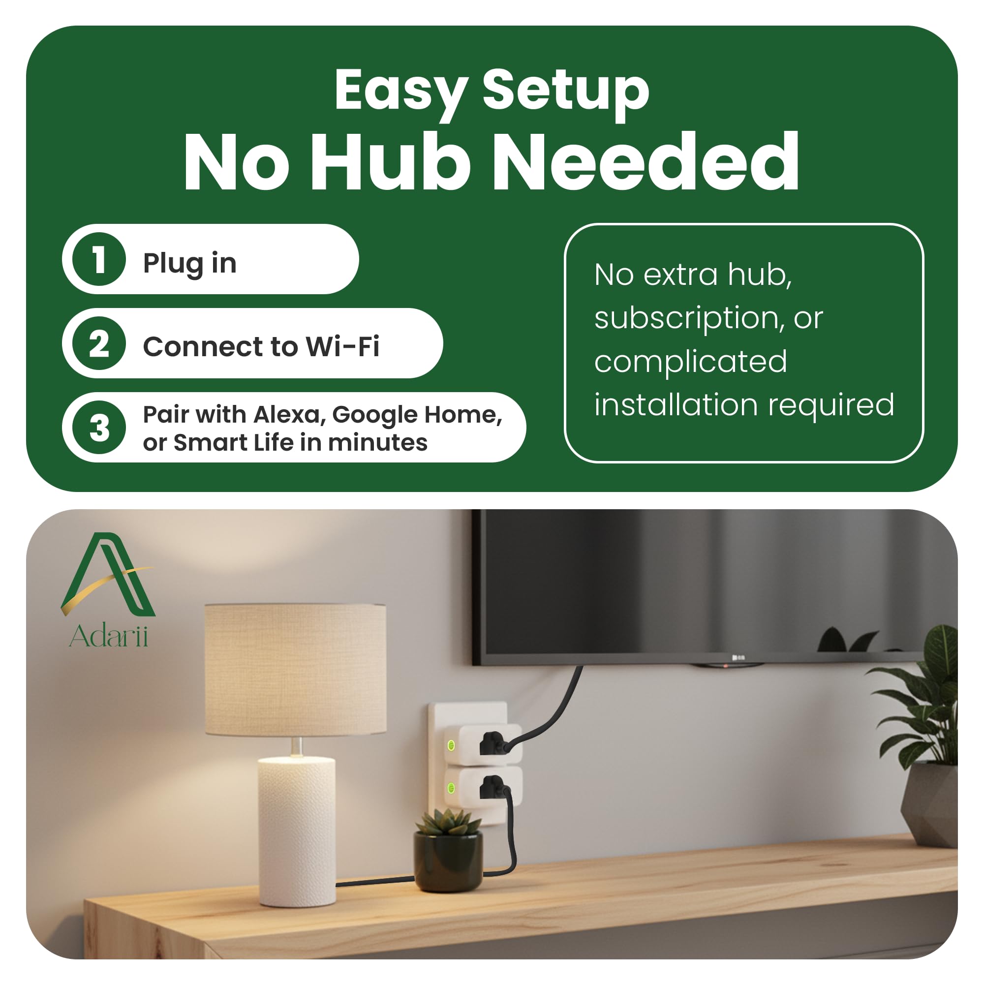 Adarii Smart Plug Google Home Compatible with Alexa 15A WiFi Plug 2 4GHz Smart Life Plug Voice Control — view 6