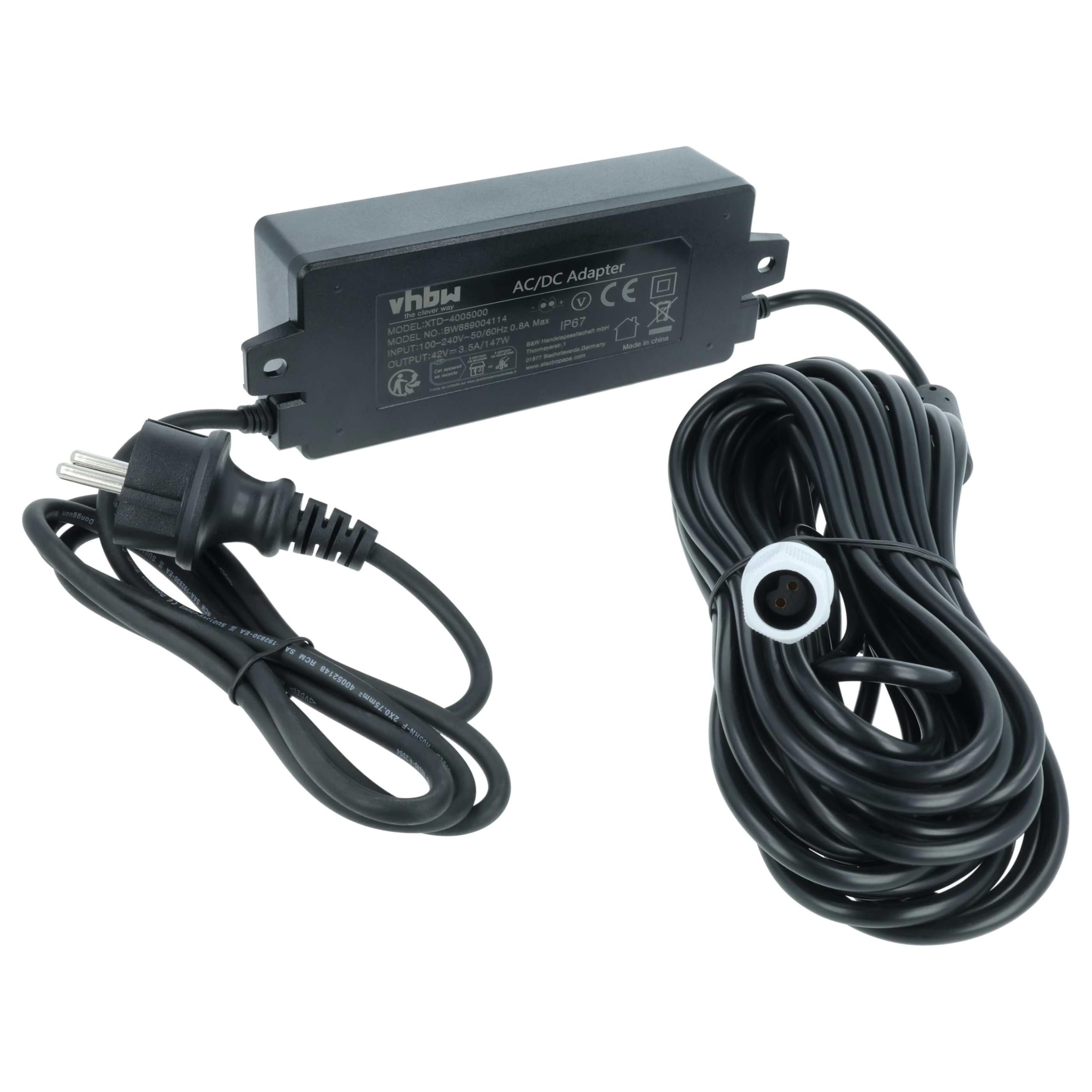 vhbw Fuente alimentación CA/CC/Cargador Compatible con Bosch Indego S+ 400, XS 300, S+ 500, S 500 Robot cortacésped - 25 cm