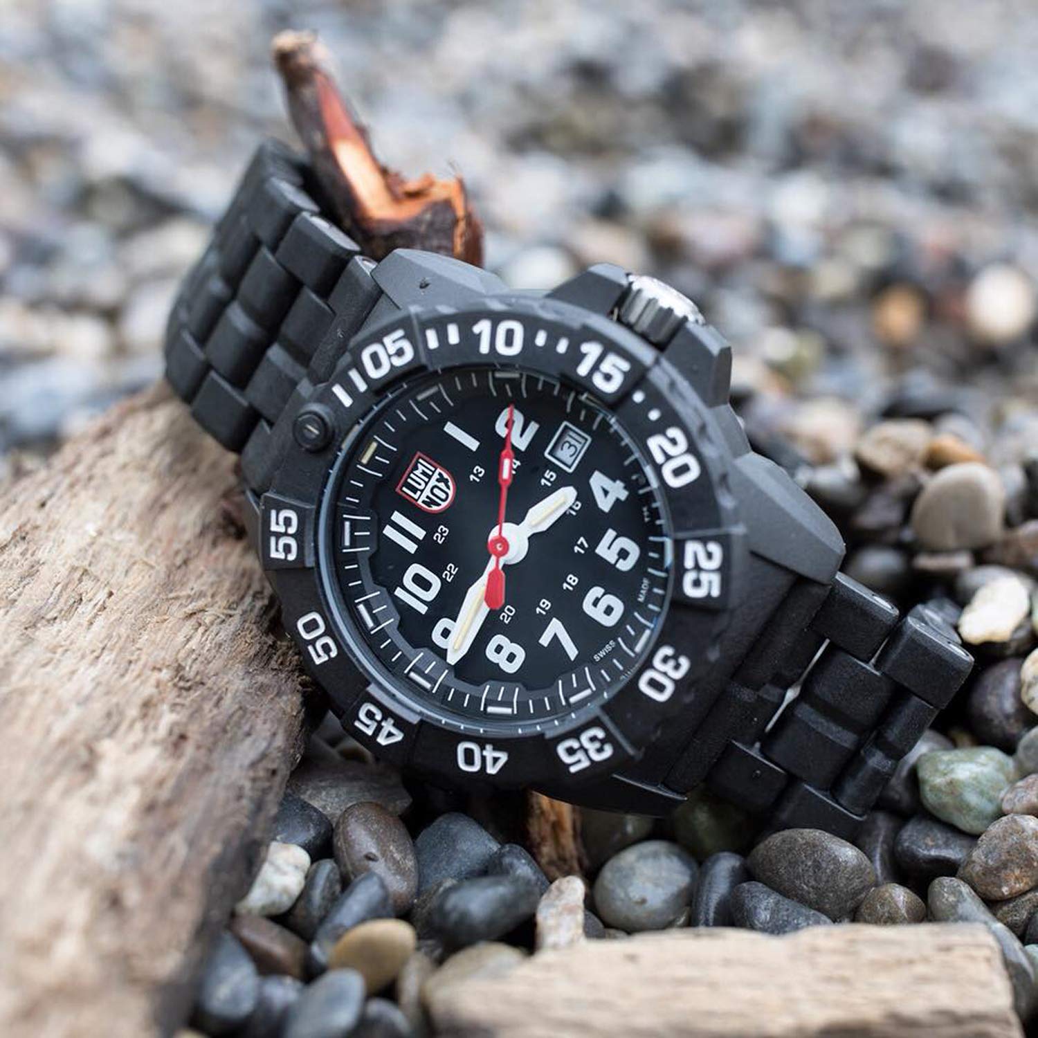 Luminox Navy Seal XS.3502.L męski zegarek 45 mm - wojskowy zegarek nurkowy w kolorze czarnym z funkcją daty 200 m wodoodporny, Czarny, Bransoletka