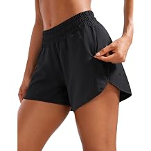 CRZ YOGA Dolphin Athletic Shorts for Women 5" - Mid Waisted Quick Dry for Running Workout Gym Track with Zip Pocket