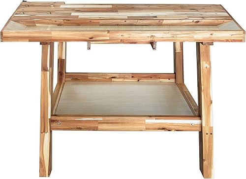 Miniatura 11 de Olympia Tools Banco de trabajo de madera de acacia de 48 pulgadas con cajón, capacidad de peso de 330 libras, mesa de trabajo de madera portátil
