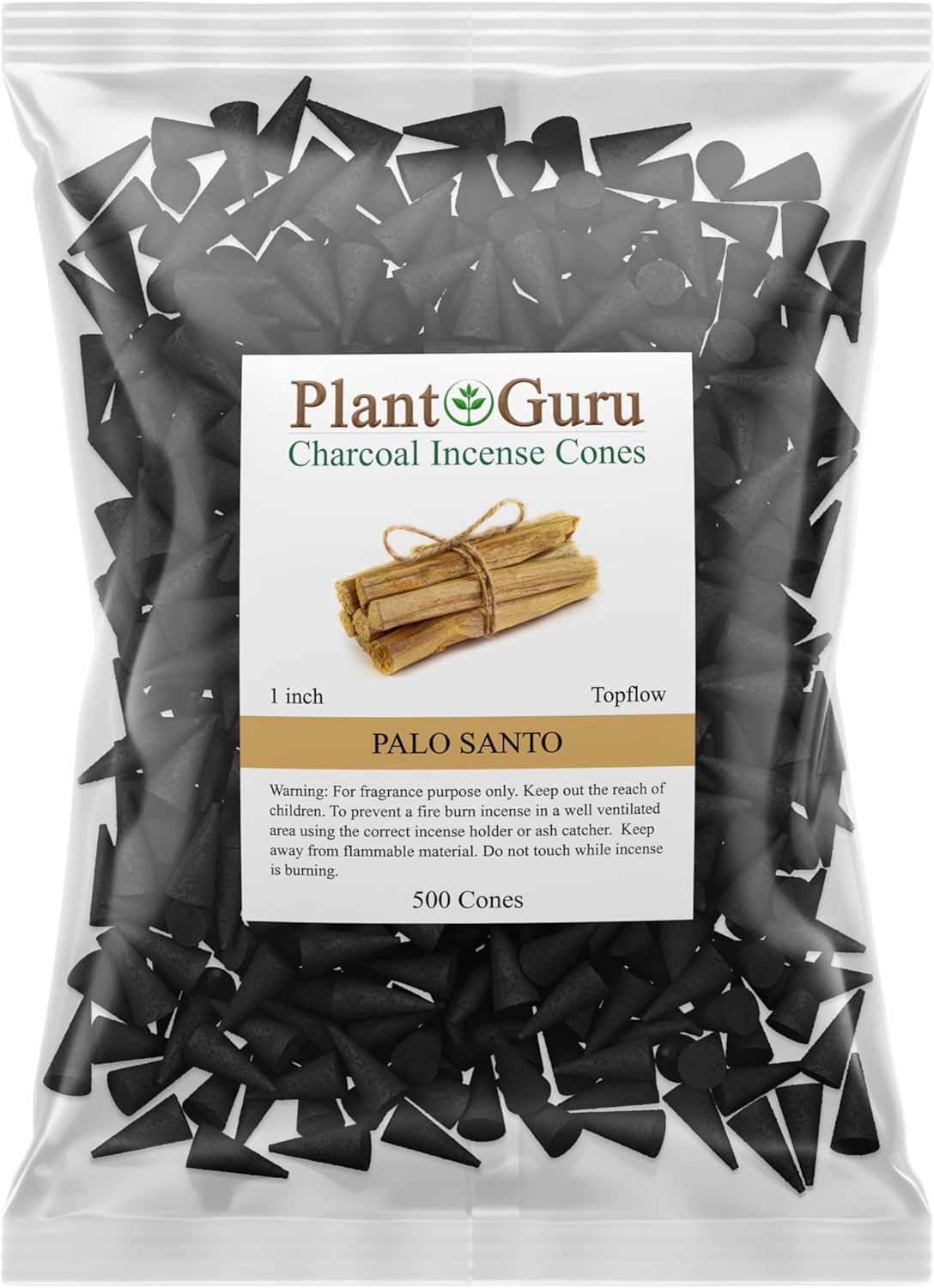 Palo Santo Charcoal Incense Cones 1" TOPFLOW - 500 Pack Bulk - Natural Scented Cones Handmade Hand Dipped