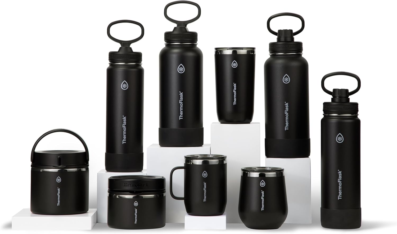 ThermoFlask Insulated Water Bottle with Spout Lid (24 oz, Black) - Leakproof, Stainless Steel Water Bottle for Cold & Hot Drinks, Travel & Daily Hydration