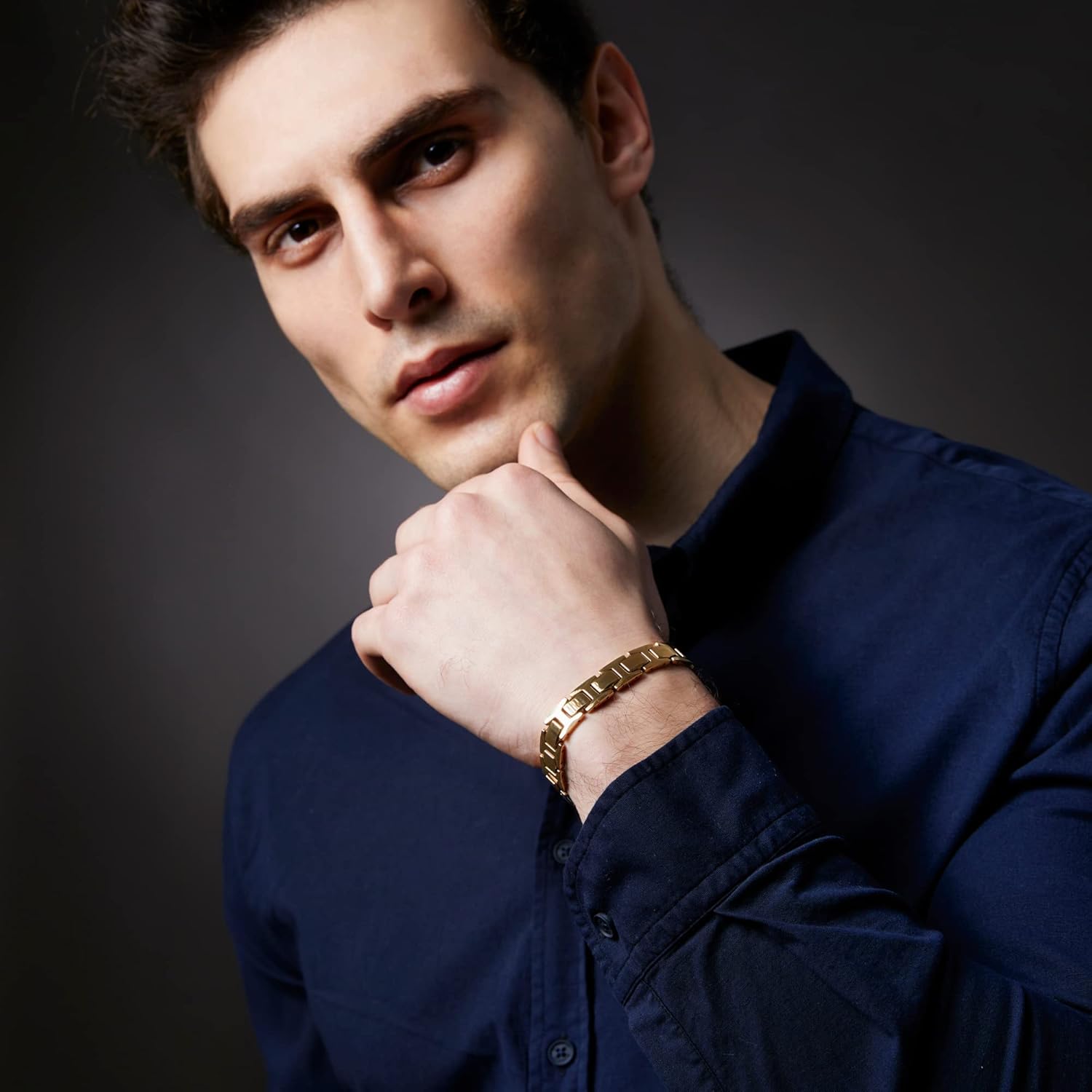 Urban Jewelry Men’s 18K Gold Plated Bracelet – Polished Pyramid Style, 8.3" Length, 11 mm Width, Scratch‑Resistant, Gift Box - Image 4