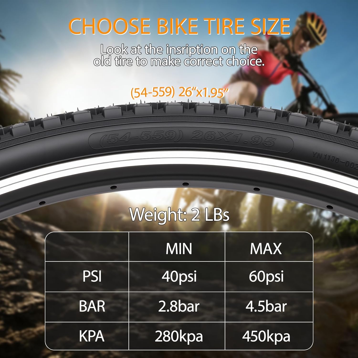 2-Pack 26" Foldable Bike Tire Set (26x1.95 / 26x2.125) - Complete 8-Piece Kit with Inner Tubes, Rim Strips & Tire Levers - Universal Replacement for Adult MTB, Beach Cruisers & Mountain Bikes