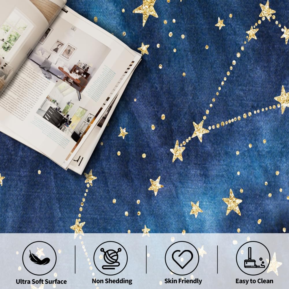 Washable Galaxy Decor Area Rug 4'x6',Soft Non-Slip Accent Carpet for Bedroom Nursery Playroom Dining Room Office Apartment