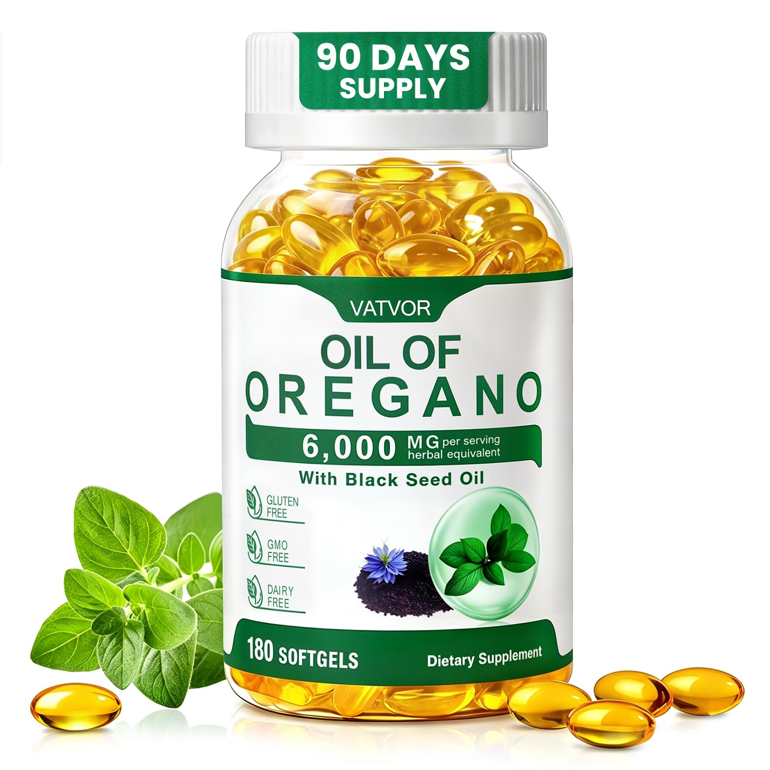 Oil of Oregano Oil Capsules Organic,180 Softgels,90 Day-Supply 180 Count (Pack of 1)
