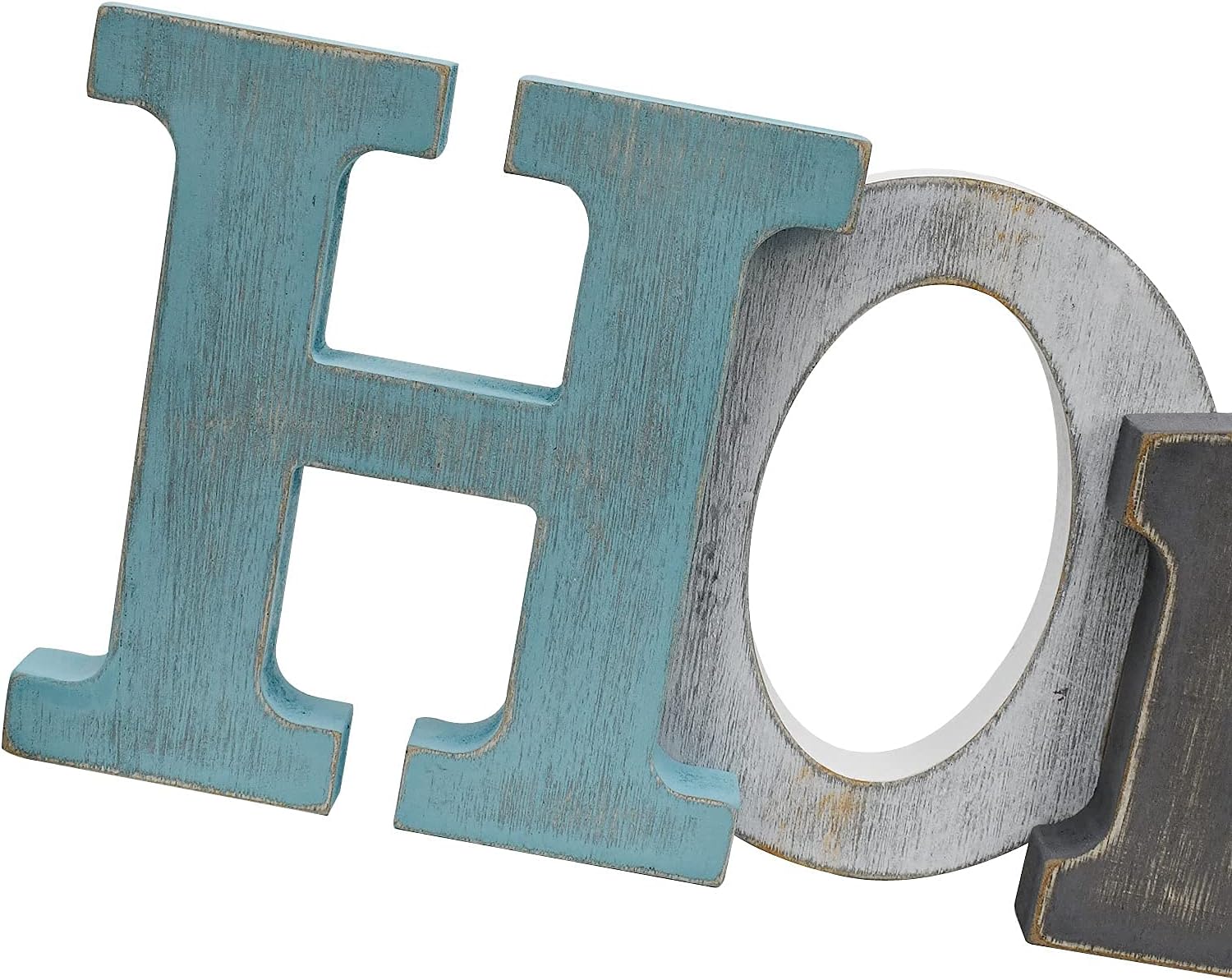 Linfevisi Wooden Home Sign Aqua Hanging Block Letters Sign Rustic Freestanding Wood Word Decor Decorative Home Table Sign Cutout Word Art Wall Decor (Home) - Image 7