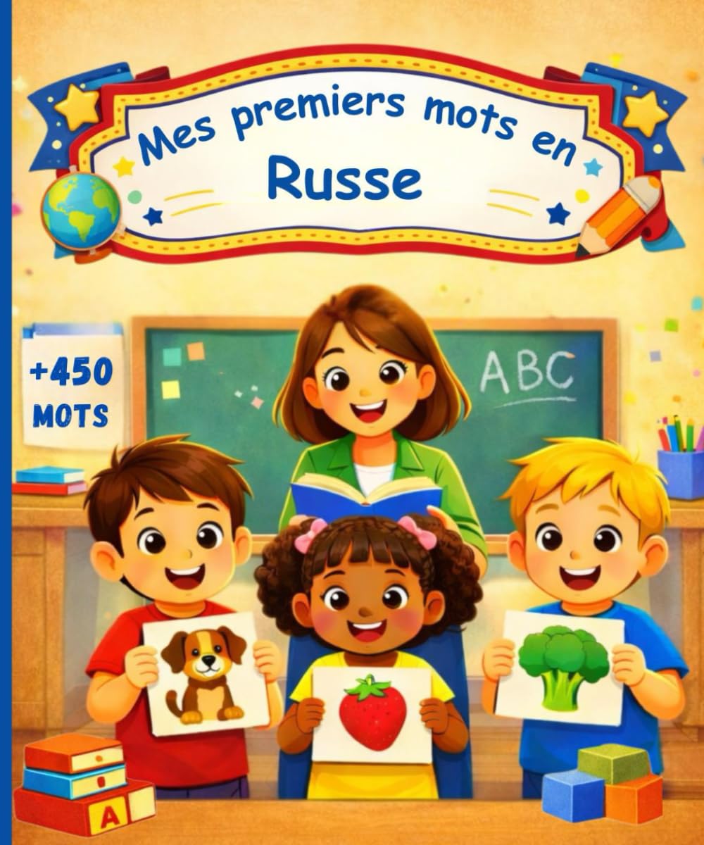 Mes premiers mots en Russe: Imagier bilingue français–russe, dictionnaire pour enfants et débutants pour apprendre le russe – 450 mots joliment illustrés.